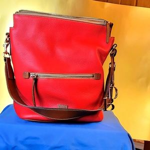 Dooney & Bourke Red and Brown Leather Shoulder Bag